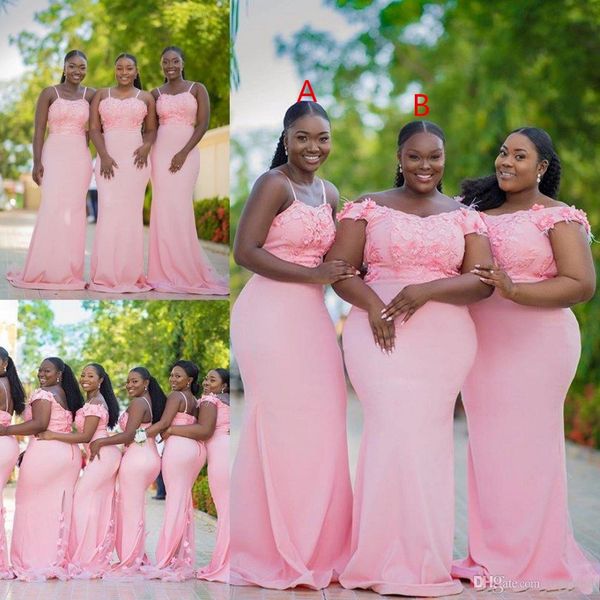 2019 Errötung rosa Brautjungfernkleider verschiedene Stile gleiche Farbe Plus -Größe formelle Kleider Triebwagen Kleider afrikanischer Meerjungfrau Abend G 267k
