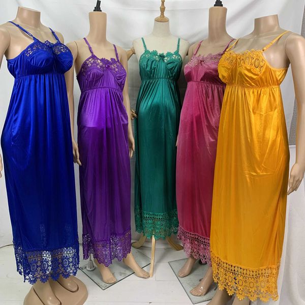 Vestidos casuais básicos Mulheres africanas de tamanho grande mancha fêmea camisola sólida senhora sexy strap nightdress sob saia vestido de vestido de noite T240510