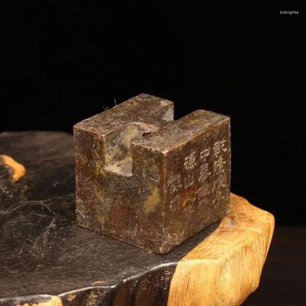 Estatuetas decorativas antigas chinesas de ouro e selo de selo de selo de decoração de cobre roxo