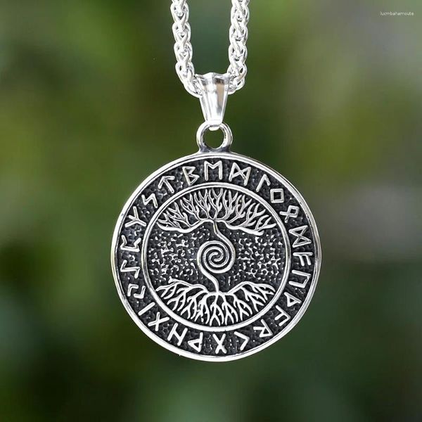 Colares pendentes 2024 NORDIC YGGDRASIL Viking da vida colar de aço inoxidável vintage Ouroboros Men AMULET JOENS