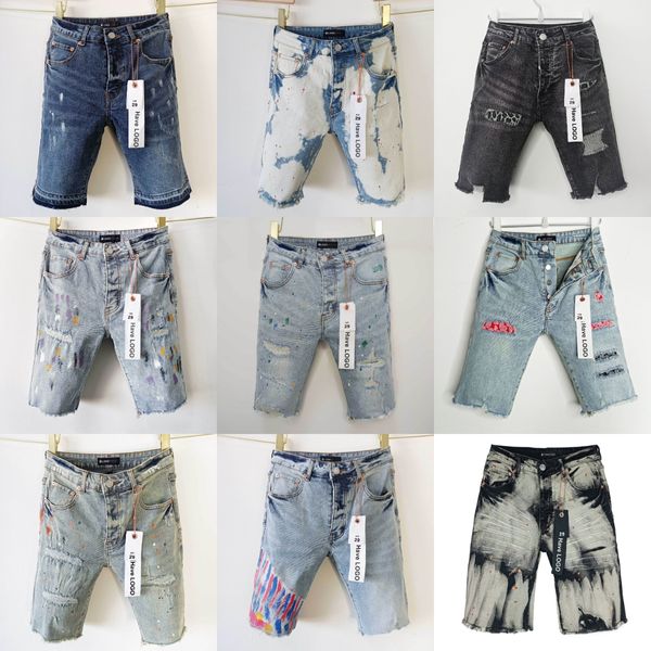 Purple Brand Jeans Designer Herren Lila Jeans Shorts Hip Hop Casual Short Knie Lenght Jean Kleidung 29-40 Größe Hochwertiger Shorts Denim reguläre Hosenloch Short