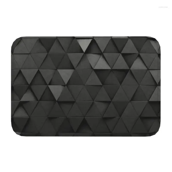 Tapetes personalizados Triângulos de alta tecnologia Dark HAT TRIANGLES CAIMAT MAT ANTI-LIP ABRATO PADRÃO GEOMETRICO BAIO GARAGEM BEM BEM BEM RUGOTPAD FOTPAD