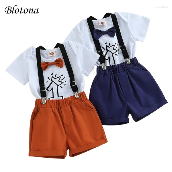 Set di abbigliamento blotona baby boys primo compleanno set numero di pagliaccio con cortometrali complessivi di colore estate outfit da gentiluomo 0-24 mesi