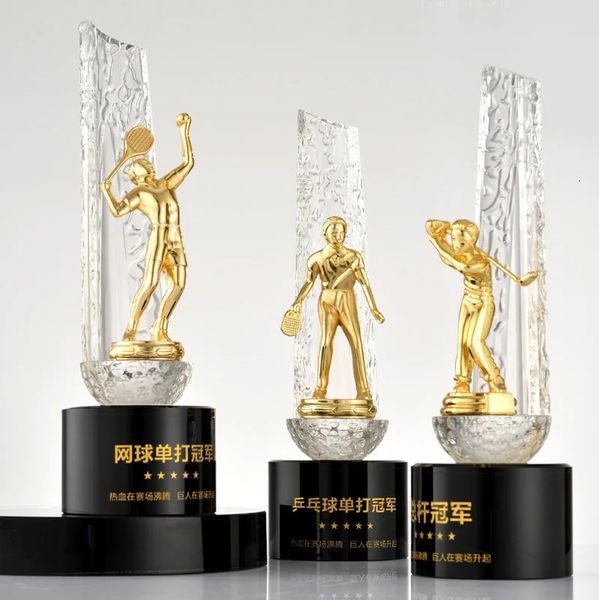 Индивидуальная металлическая скульптура Crystal Trophy Basketball и футбольный настольный теннис настольный теннис велосипедный трофей для гольфа 240509