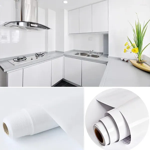 Papéis de parede Papéis de parede branca de mármore branco adesivo papel de parede de parede à prova d'água à prova de óleo para os armários de fogão descascar e caçar a decoração do banheiro da cozinha