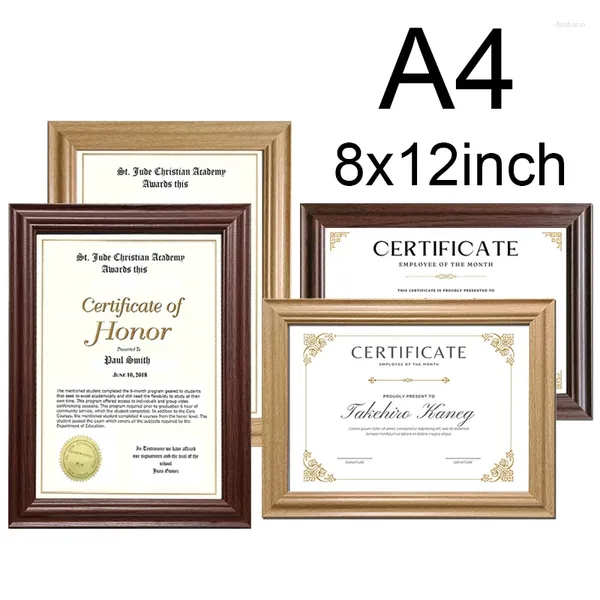 Quadros 1/2pcs 8x12in wood phoro quadro a4 documento de certificado honra retro clássico cor vermelho panor