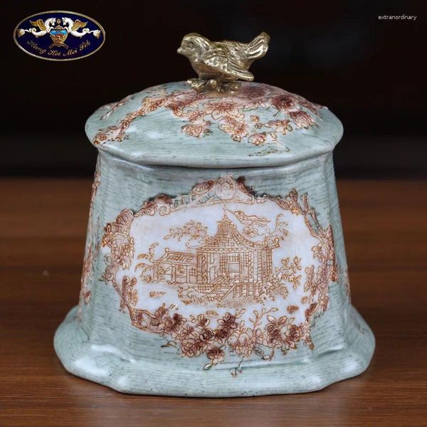 Vasi Europei Creative Stuffick Box Ceramic Ceramic Decorazioni da tavolo da toeletta Ornamenti di tè antichi