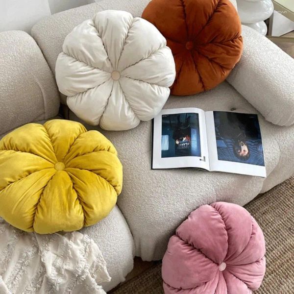 Yastık 45/40cm Yuvarlak Pouf Tatami Pumpkin Velvet Pileli Zemin Yumuşak Koltuk Tırmı Oyuncak Oturma Odası Sandalyesi Kanepe Kanepe Dekor