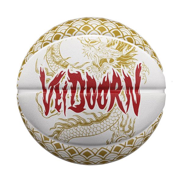 Bola de basquete de borracha dourada branca Bola de basquete Official 7 agulha de agulha livre Dragon Dragon Design ao ar livre Bola de cesta durável 240510