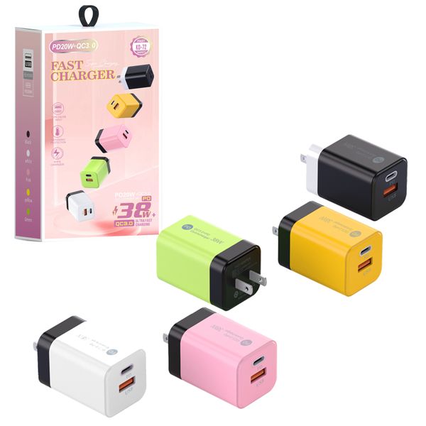 Caricatore a parete cellulare veloce 20w 12w Tipo C e doppie porte USB Caricamento PD+QC3.0 Adattatore di alimentazione telefonico USA Plug eu per iPhone Xiaomi Huawei Samsung Travel Chargers