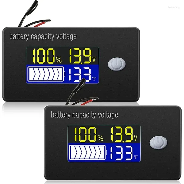 2pc Capacidade da bateria Medidor de tensão com alarme e monitor de temperatura externa 0-179 Fahrenheit de chumbo ácido