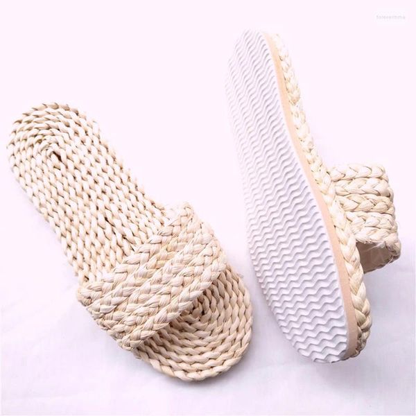 Pantofole toperake natura uomo sandali di paglia sandali unisex scarpe domestiche fatte a mano Ummer weak -woven Seagrass for Women