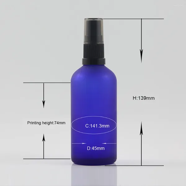 Speicherflaschen leer 100 ml Parfüm Atomizer Nachfüllbares Glas Kosmetische Verpackung Frosted Blue Sprayer Verkauf gut