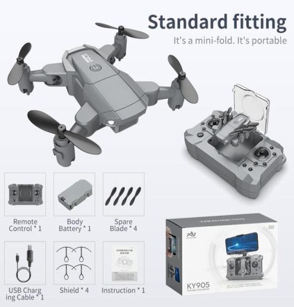 KY905 Mini Drone com câmera 4K HD Drones dobráveis quadcopter OneKey Return FPV Siga -me RC Helicóptero Quadrocopter Kid039s T2531582