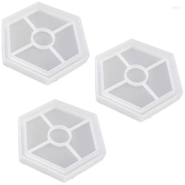 Bolsas de jóias 3 pacote pacote de silicone hexagon diy abrete evita moldes de deformação para fundição com conch