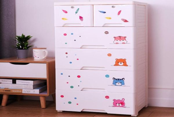 Gabinete de gaveta de armazenamento grande para bebês plástico infantil gavetas de armazenamento de brinquedos simples guarda -roupa DIY de quatro camadas gabinete Y11166099879