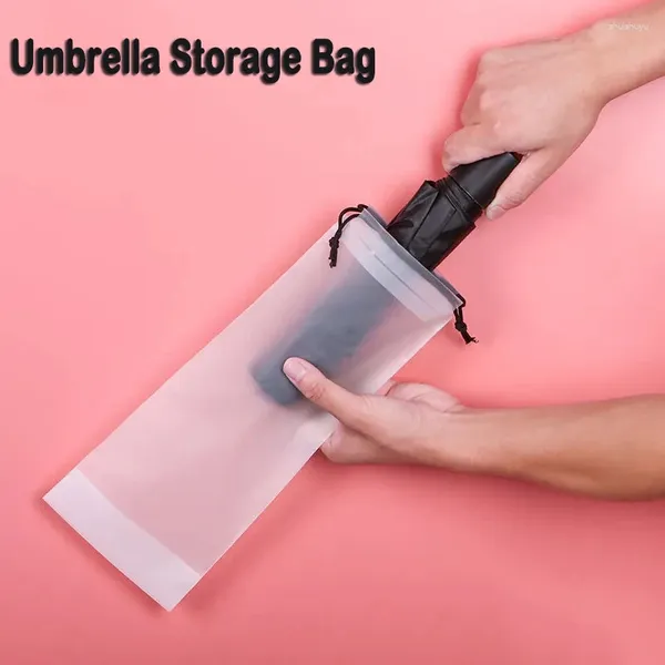 Aufbewahrungsbeutel 5/2/1pcs Matte durchscheinende Plastiktüten Regenschirm wiederverwendbares tragbares Kordelzug Home