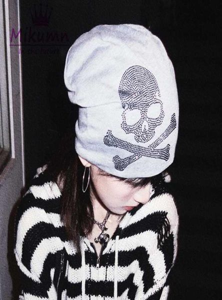 Beanieskull Caps Harajuku Punk Gothic Black White Grey Schädel Beanie Hats Y2K Frauen Mädchen Streetwear Hip Hop Caps T2210209693038