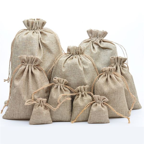 Borse da coulsina naturale di juta eleganti tetti a favore del matrimonio in tela dell'Assia elegante per sacchetto da regalo per sacche da regalo per caramelle da caffè 320n 320n