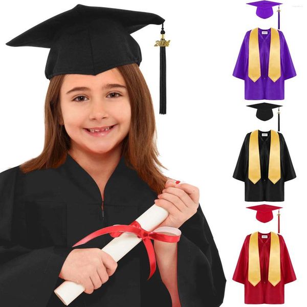 Одежда наборы унисекс дети матовая выпускная кепка с регламентированием кисточки 2024 года дошкольное детское сад в детском саду.