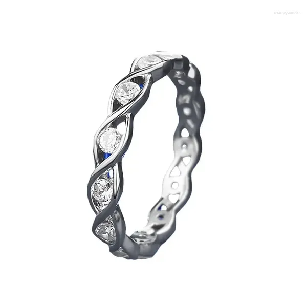 Ringos de cluster Springlady 925 Sterling Silver Round Cut Lab Sapphire Gemstone Ring Fine for Women Jewelry Wedding Party Gifts