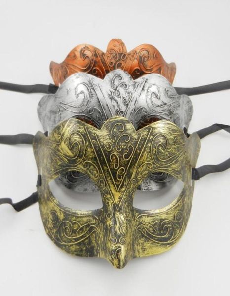 Yunan Adam Göz Maskesi Fantezi Elbise Roman Savaşçıları Kostüm Venedik Masquerade Party Mask Düğün Mardi Gras Dans Gold Gümüş CO5753202