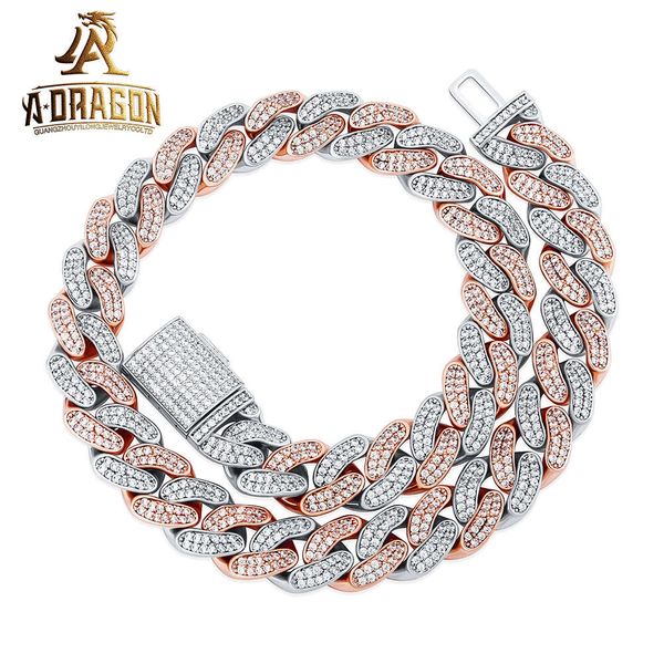 Заводской пользовательский хип -хоп толстый 18 мм 20 мм 22 мм VVS Moissanite Diamond Link Chain Мужчина Sier Iced Out Cuban