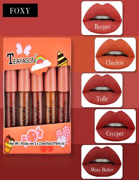 5 Sätze wasserdichte Lippenstifte Sexy Vampire Lippenstifte Matte Samt Lippenstifte Kosmetik Langlebig 3843879