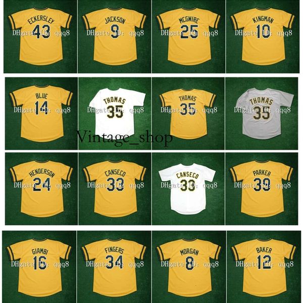 Vin Vintage 1982 Baseball Jersey Vida Blue Reggie Jackson Frank Thomas Rickey Henderson Jose Canseco Dave Parker Dennis Eckersley Mark 25