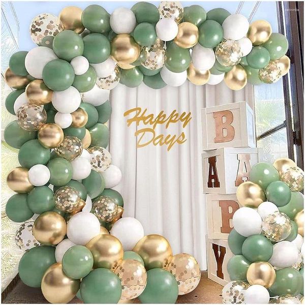 Decorazione per feste Green Balloons Garland Arch Kit White Gold Confetti Lattice Balloon Kids Baby Shower Birthday Wedding Globos