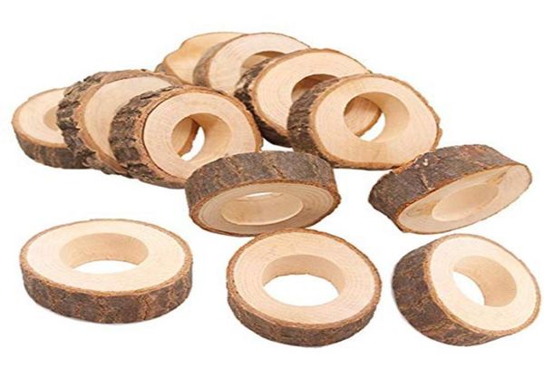 Anelli tovaglioli in legno rustico fatto a mano set di 30 porta da tovagliolo vintage per decorazione del tavolo feste da tavola del Ringraziamento9666531