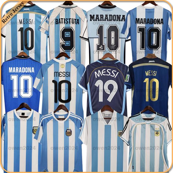 1978 1986 Maradona 1998 Argentinien Retro Soccer Trikot 1996 2000 2001 2006 2010 Kempes Batistuta Riquelme Higuain Kun Aguero Caniggia Aimar Football Shirts