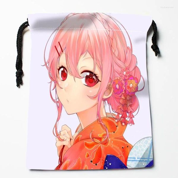 Bolsas de armazenamento yuzuriha inori culpado coroa de tração 18x22cm tecido de cetim suave