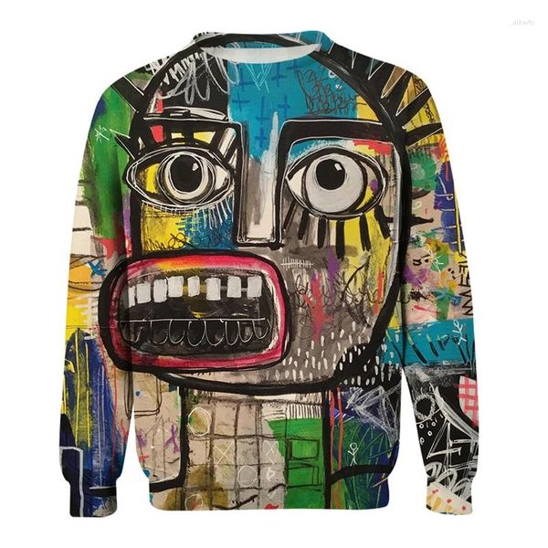 Hoodies masculinos grafiteiros engraçados Art 3D Pullover impresso Men Sorto Top Autumn e Winter Manga Longa O Sweater de rua do pescoço