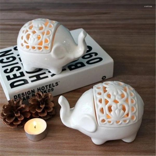 Candele Ceramic Porta di Natale Lampada Piccolo lampadario europeo di animali da animale Nordico Centrotavola da tavolo Bougeoir DL60ZT