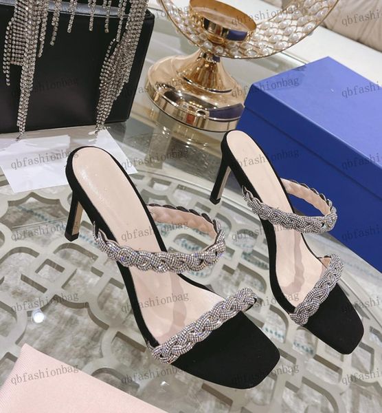 Designer clássico sandálias femininas chinelas de grama alta super flash rhindiamonds Sexy Women Shoes Sapato de cor sólido Sapato simples Retro8574497