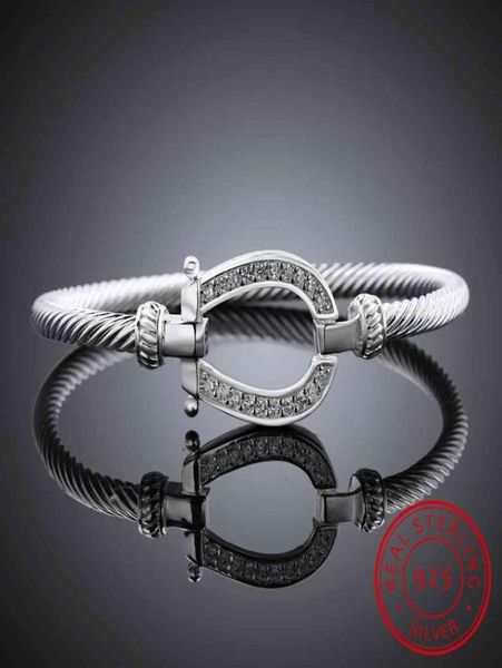 DOP 925 Sterling Stillet Shone Bracciale a cavallo a ferro di cavallo Bracciale Fine Gioielli Fine Women Valentine039s Day GI64628626202583