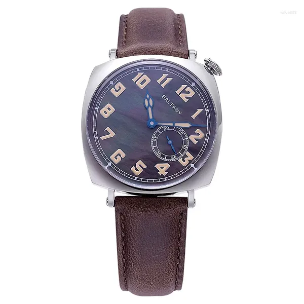 Наручительные часы Baltany Men Automatic Watch 38 -мм квадратные мехаические наручные часы 50 м В водонепроницаемом сапфировом зеркале ST1701 ST1700 Небольшой второй циферблат