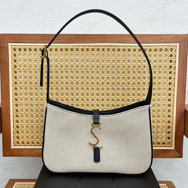 Sommer Baumwollwäsche Wäschewäsche Umhängetasche Designer Einkaufstasche Luxus -Unterarmtasche Hobo Frauenbeutel Hochwertige Lederhandtasche Klassische Metallhaken Modetaschen Großhandel Großhandel Geldbörsen