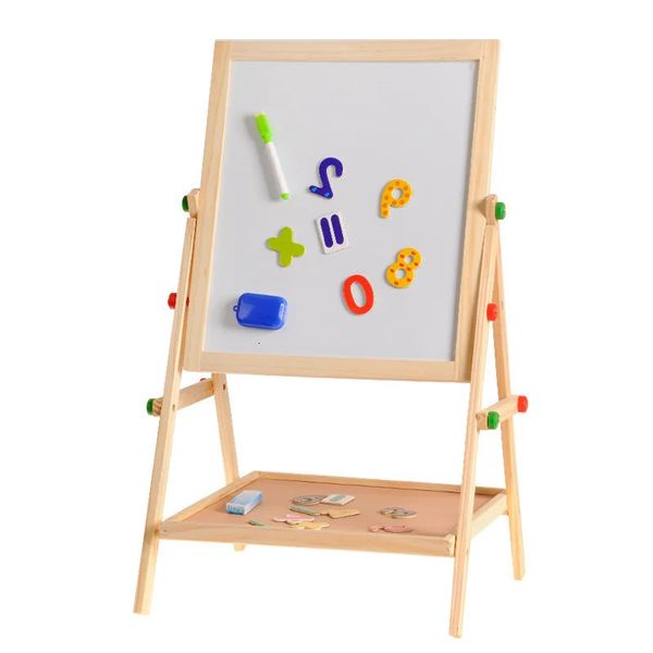 Dranaggio in legno Blassata lavagna a doppia faccia di pittura a doppia faccia di cavalletto giocattolo per istruzione anticipata giocattoli per bambini per bambini 240510