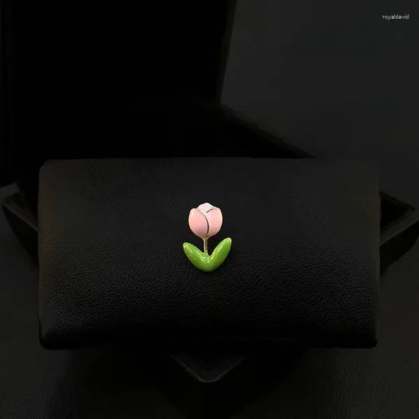 Spille bellissime galline tulipano coglione da donna scollatura anti-esposizione manufatti fiore di smalto smalto ornamento gioielli corsagi 5617