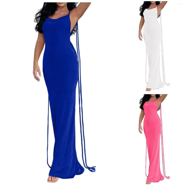 Lässige Kleider Top Selling on Sale Clearance Frauen Bodycon Camisole Kleid Spaghetti -Tränen Rückenless Frauen Kleidung