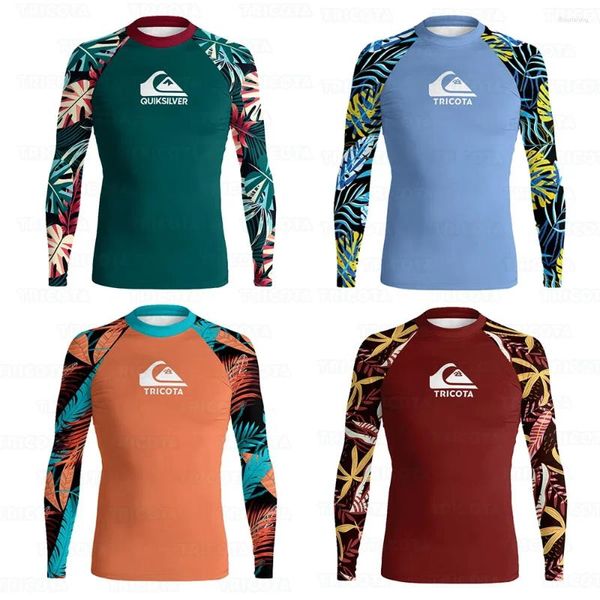 Menas de banho feminina Men masculina Surfing Rash Guard Proteção UV Lycra Rashguard Tops de manga comprida