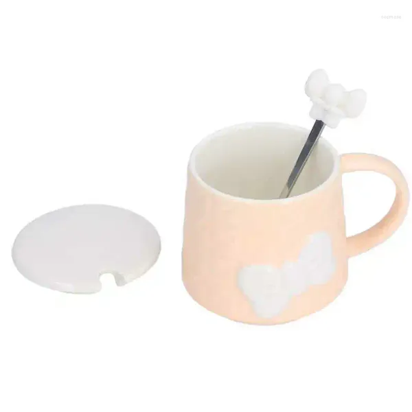 Tazze da caffè tazza di polvere a prova di polvere carina tazza di ceramica con cucchiaio in acciaio inossidabile coperchio per regali di amici di casa