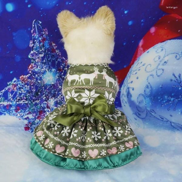 Abbigliamento per cani Abbigliamento Snowflake Dogs Cani abiti per alberi di Natale Abiti per animali domestici Babbo Natale Super Piccolo Cine CHIHUAHUA Summer Green Mascotas