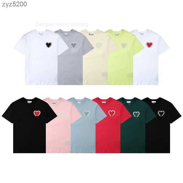 Paris Fashion Mens Designer T -Shirt Amis besticktes rote Herz Voller Farbe Big Love Round Neck Heart Kurzarm T -Shirt für Männer und Frauen mit demselben Absatz Nijy