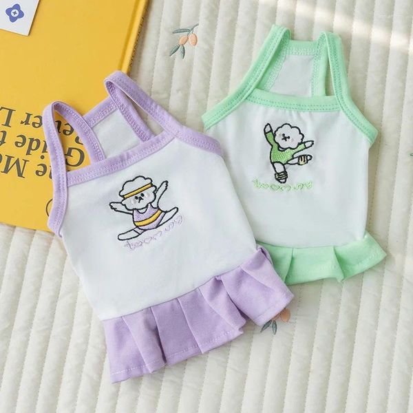 Vestido de pet -roupas de cachorro vestido de balé para cães roupas gato pequeno desenho animado impressão fofa fina primavera verão menina chihuahua produtos 2024