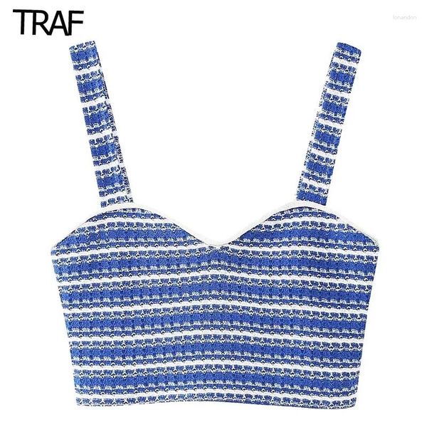 Benchi da donna Donne Summer Top a strisce a strisce a strisce cavo out sexy top sexy blu manico