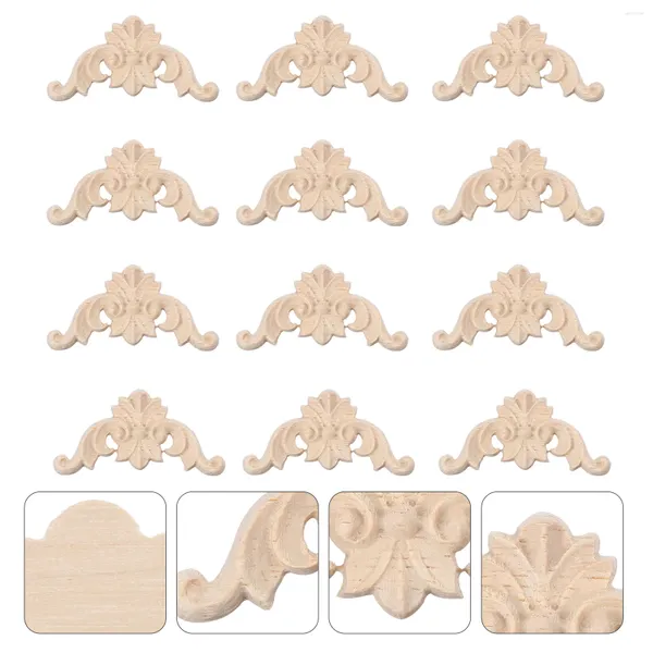 Figurine decorative da 12 pezzi a flusso di corno intagliato intalico angolo floreale Applique intaglio mobili in legno