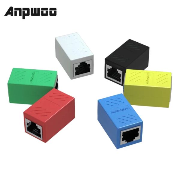 Anpwoo rj45 da femmina a porta femminile ethernet LAN Splitter Connector Transfer Head RJ45 Adattatore Accoppiatore Cat5 Cat6 Sockt